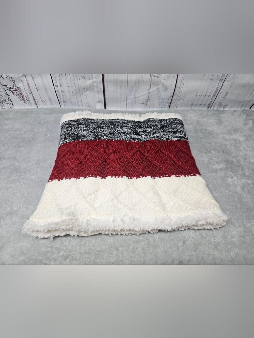 Ricki's Cable Knit Color Block Infinity Scarf Sherpa Lined